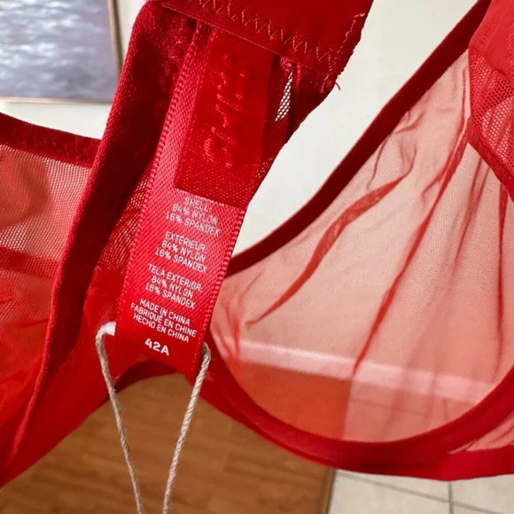 SKIMS ULTRA FINE MESH UNDERWIRE SCOOP BRA POPPY 42A - Picture 7 of 8